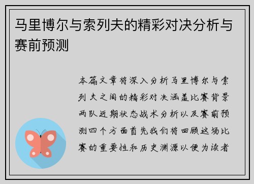 马里博尔与索列夫的精彩对决分析与赛前预测